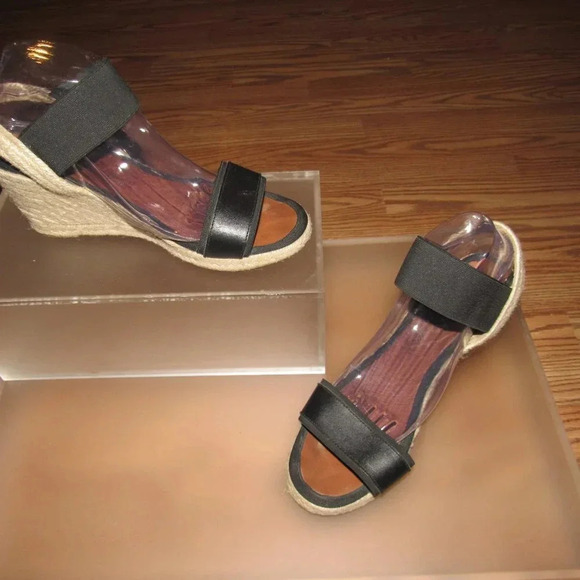 DALSOM Espadrilles Wedge Black Open-Toe Sandals Shoes Size 41 (US Size 10.5-11) - Picture 1 of 4